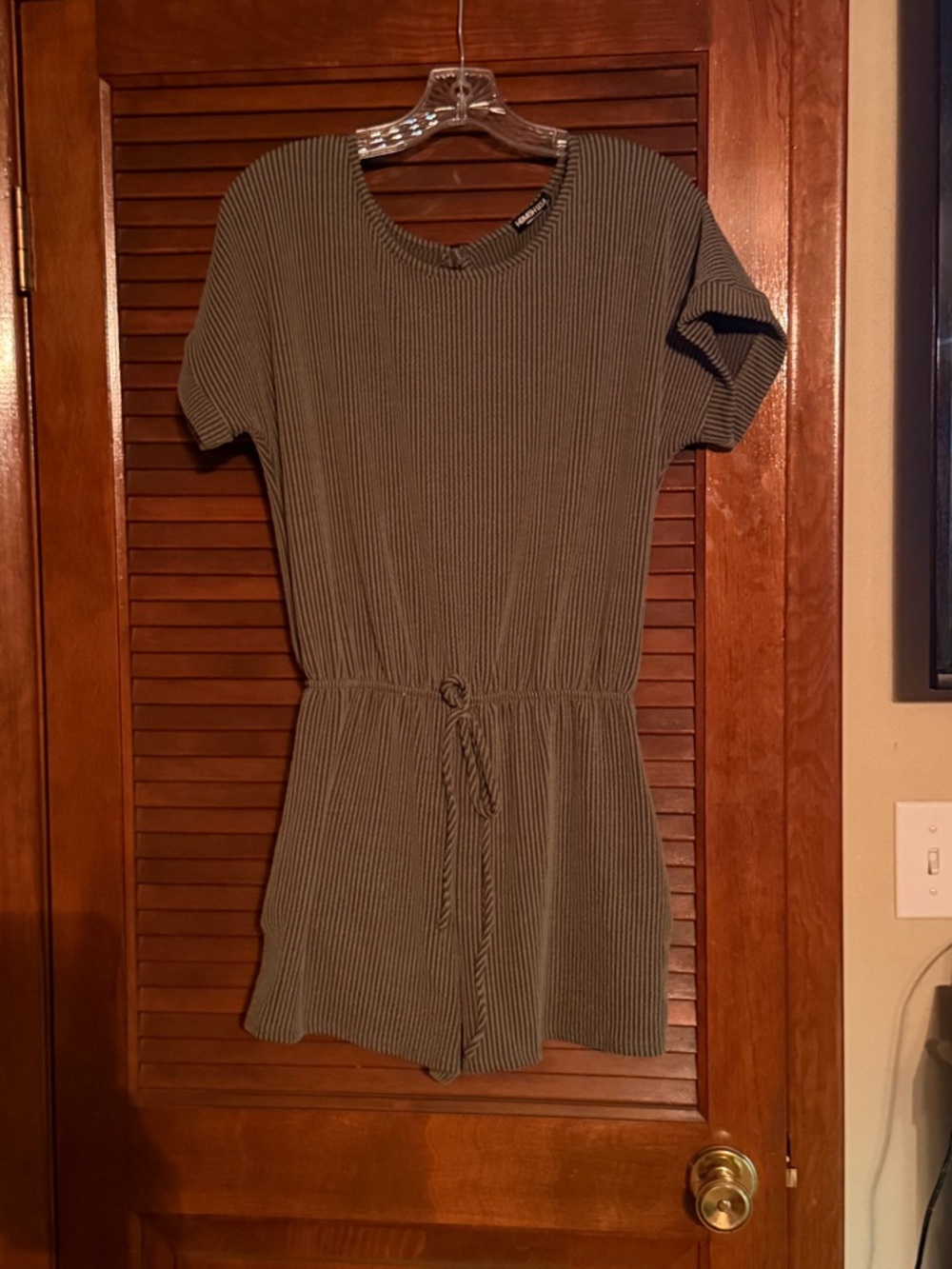 HEIMISH USA Olive Green Ribbed Short Romper